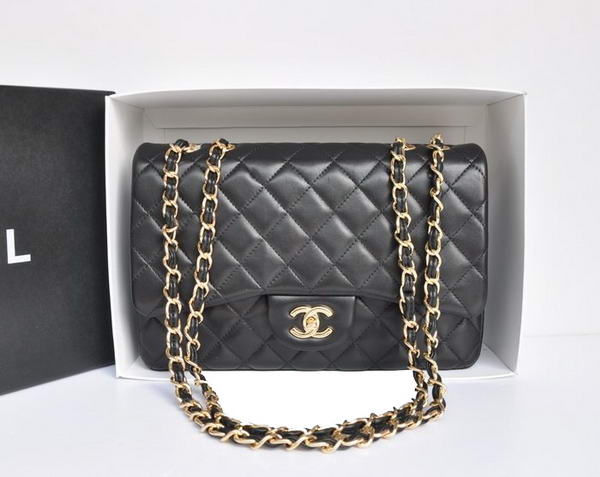 7A Replica Chanel Original Leather Flap Bag A28600 Black Golden